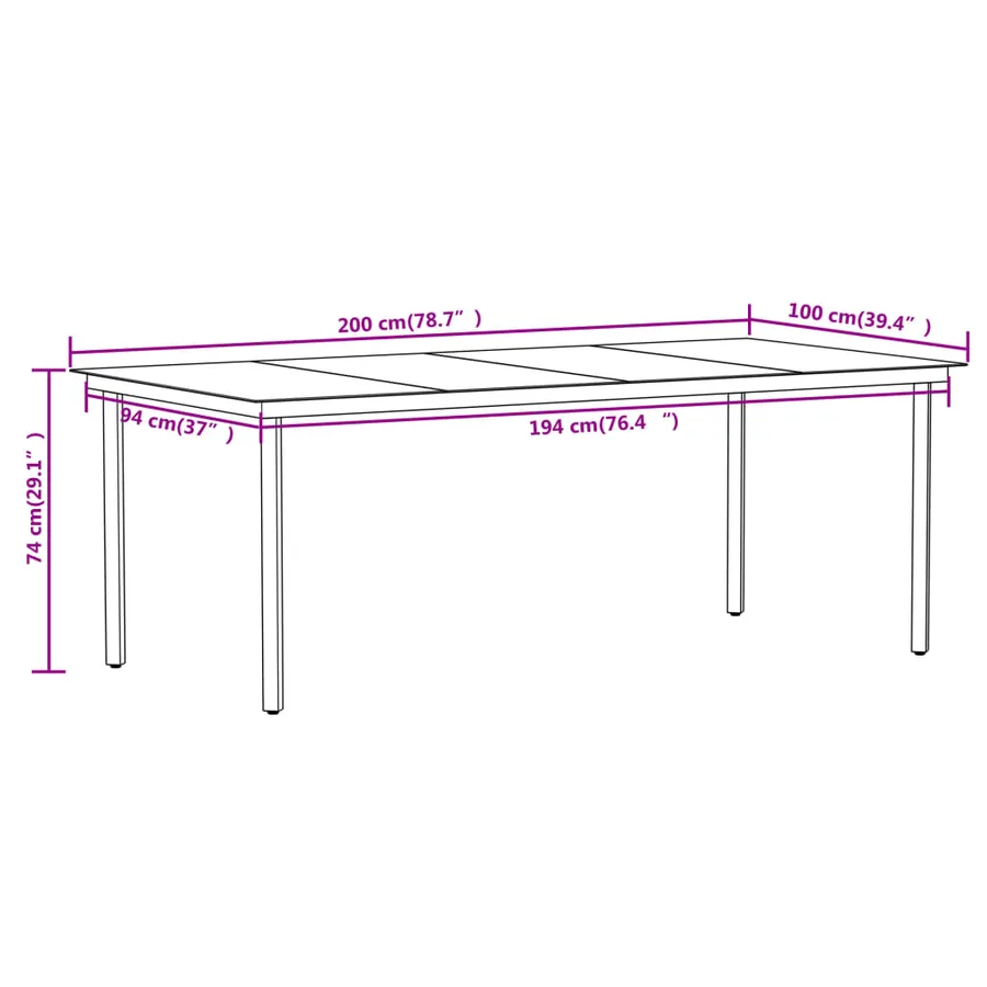 Ensemble à manger de jardin 9 pcs Noir - 7