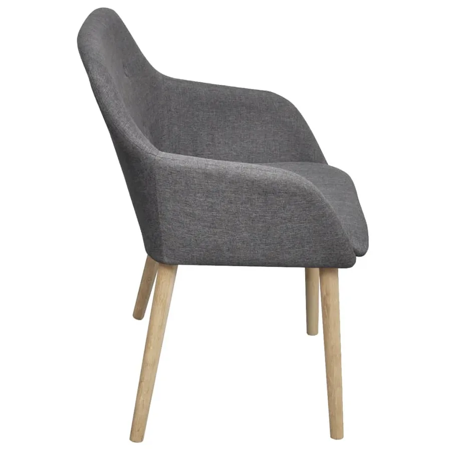 Chaises à manger lot de 6 gris clair tissu et chêne massif - 4