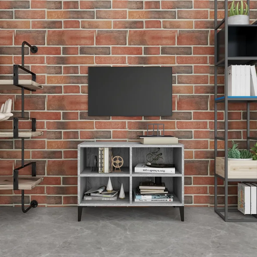 Meuble TV avec pieds en métal Sonoma gris 69,5x30x50 cm