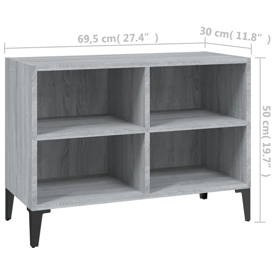 Meuble TV avec pieds en métal Sonoma gris 69,5x30x50 cm - 6