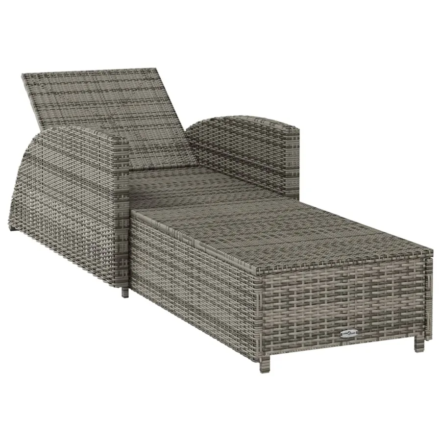 Chaise longue avec coussin gris foncé Résine tressée Gris - 6