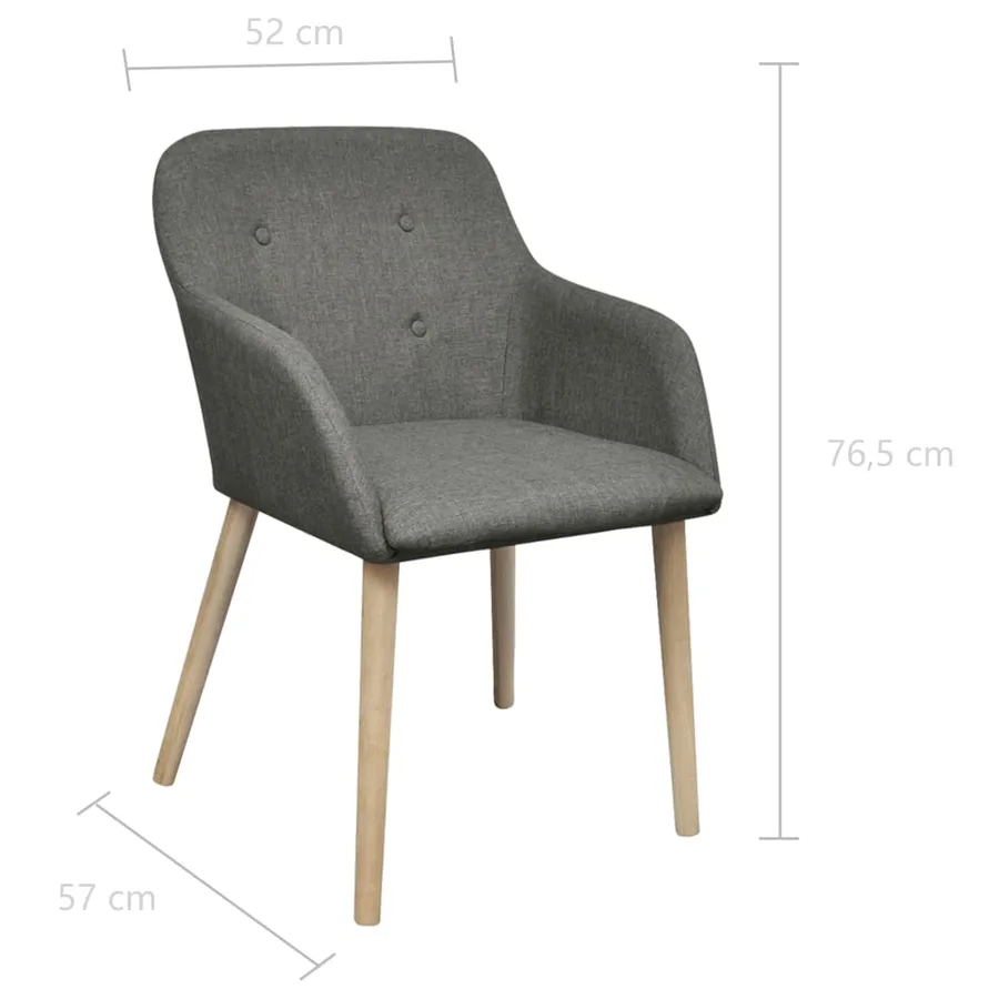 Chaises à manger lot de 2 gris clair tissu et chêne massif - 6