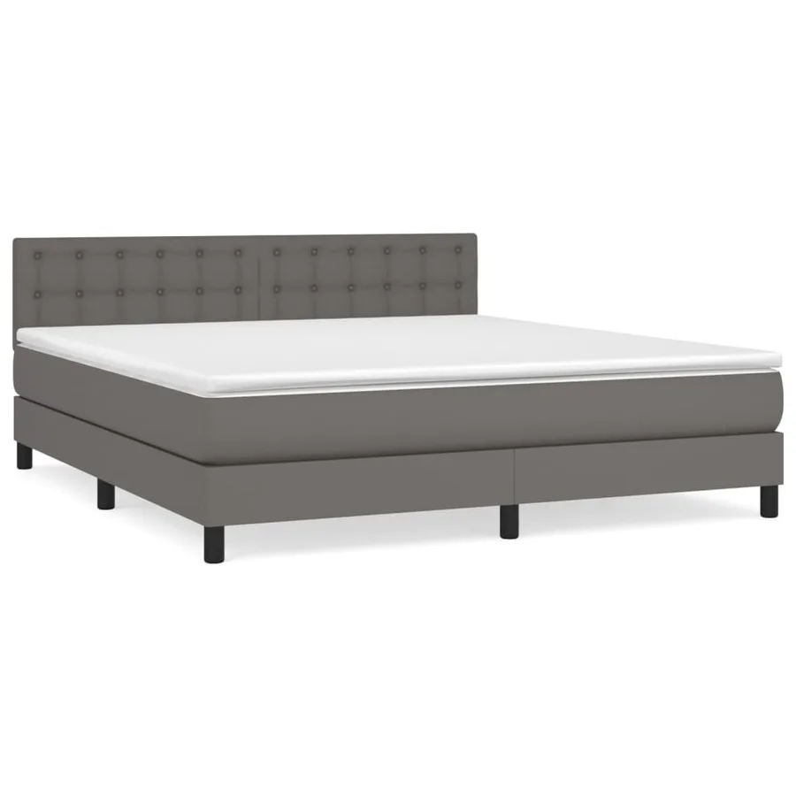 Sommier à lattes de lit avec matelas Gris 180x200 cm Similicuir - 2
