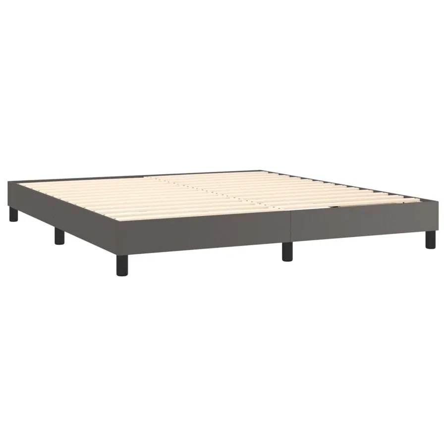 Sommier à lattes de lit avec matelas Gris 180x200 cm Similicuir - 4