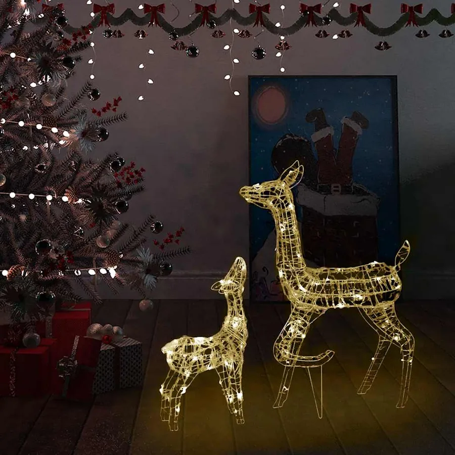 Famille de rennes de décoration Acrylique 160 LED blanc chaud