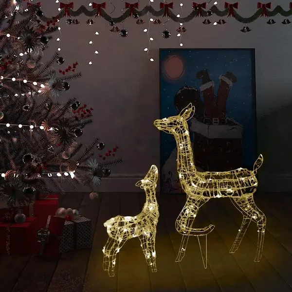 Famille de rennes de décoration Acrylique 160 LED blanc chaud