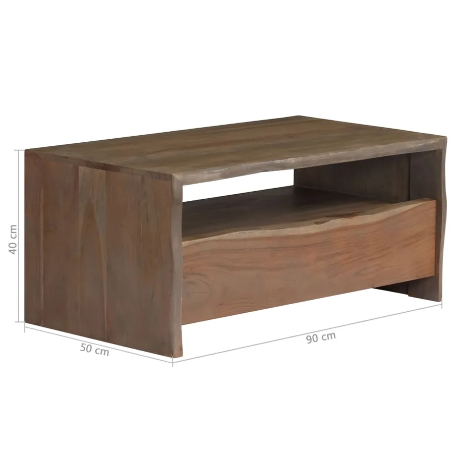 Table basse Acacia massif Bord assorti 90x50x40 cm Gris - 11