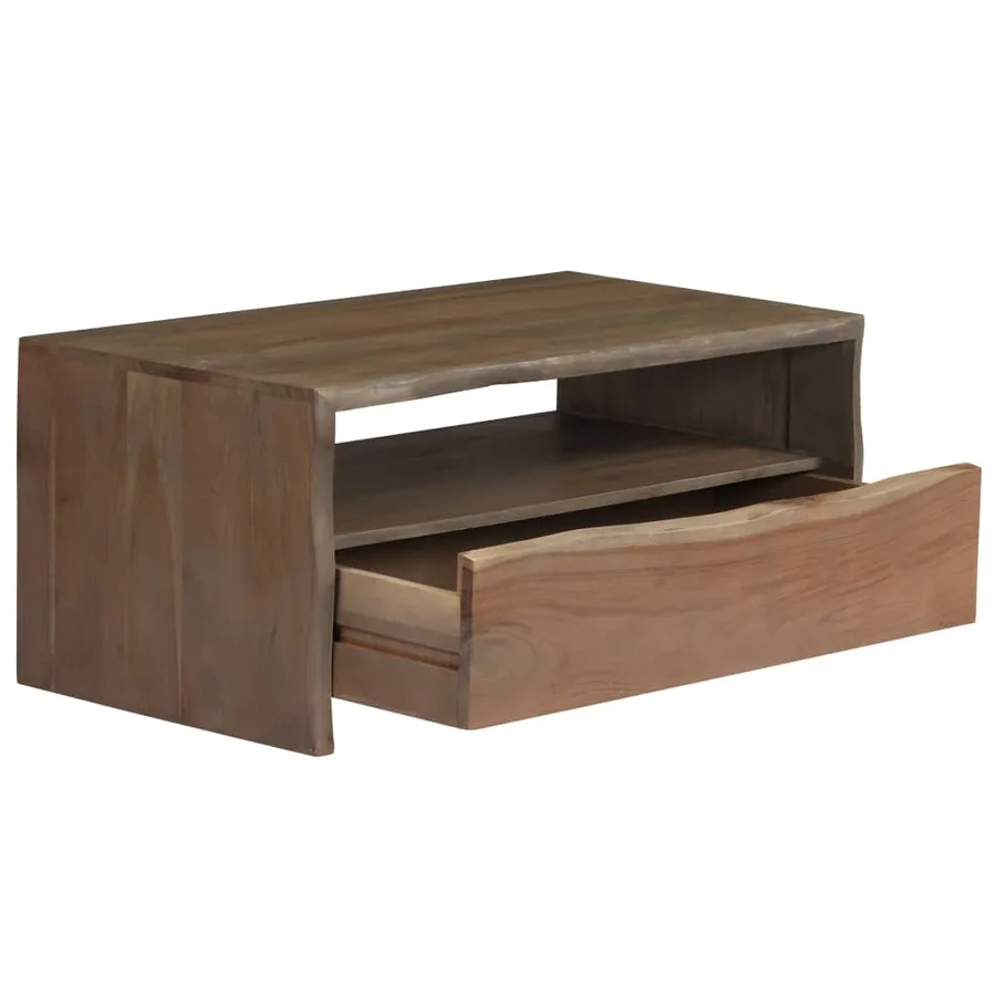 Table basse Acacia massif Bord assorti 90x50x40 cm Gris - 3