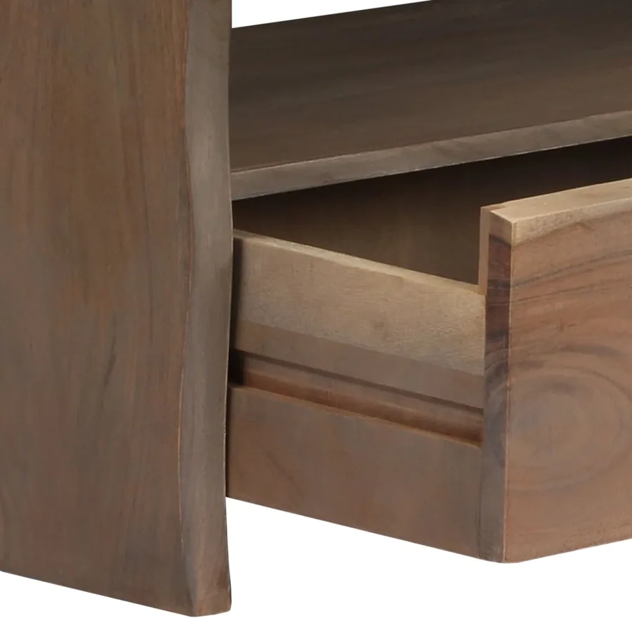 Table basse Acacia massif Bord assorti 90x50x40 cm Gris - 4