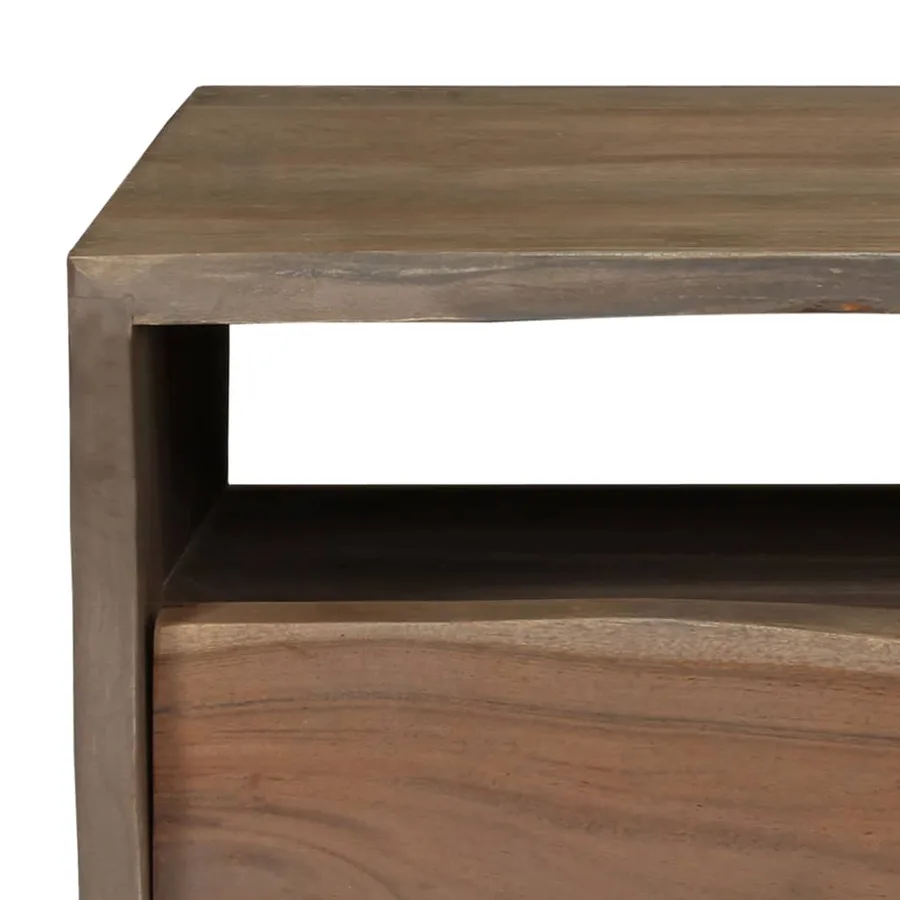 Table basse Acacia massif Bord assorti 90x50x40 cm Gris - 6