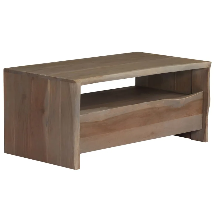 Table basse Acacia massif Bord assorti 90x50x40 cm Gris - 7