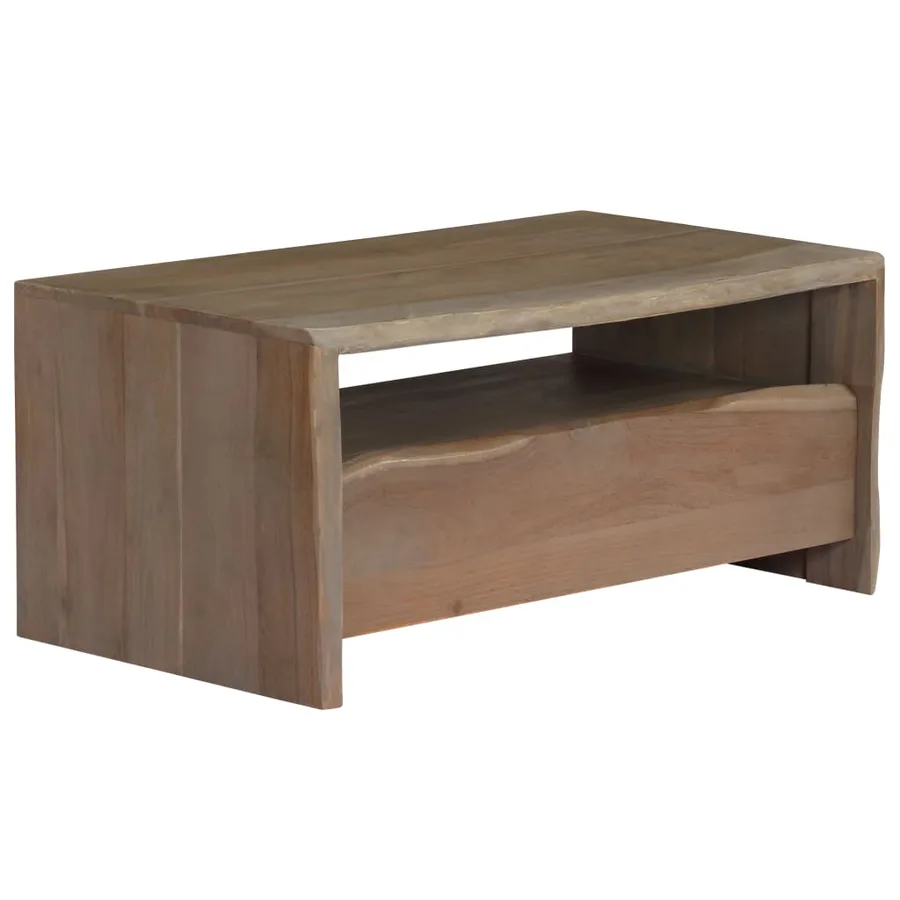 Table basse Acacia massif Bord assorti 90x50x40 cm Gris - 8