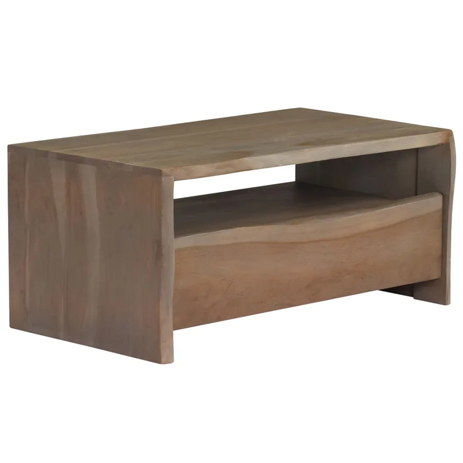 Table basse Acacia massif Bord assorti 90x50x40 cm Gris - 9