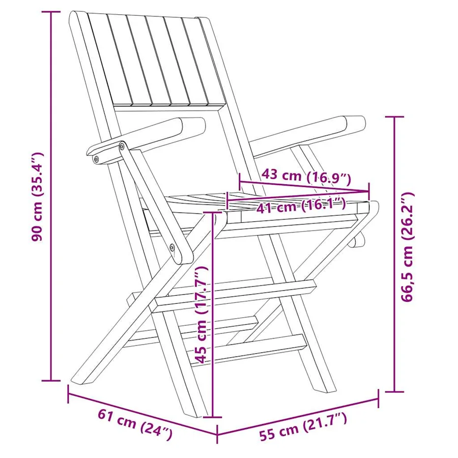 Chaises de jardin pliantes lot de 4 55x61x90cm bois massif teck - 5