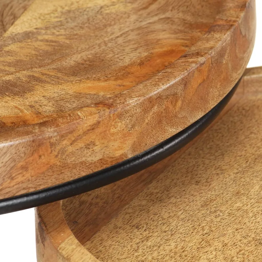 Ensemble de table basse 2 pcs bois de manguier massif et acier - 8