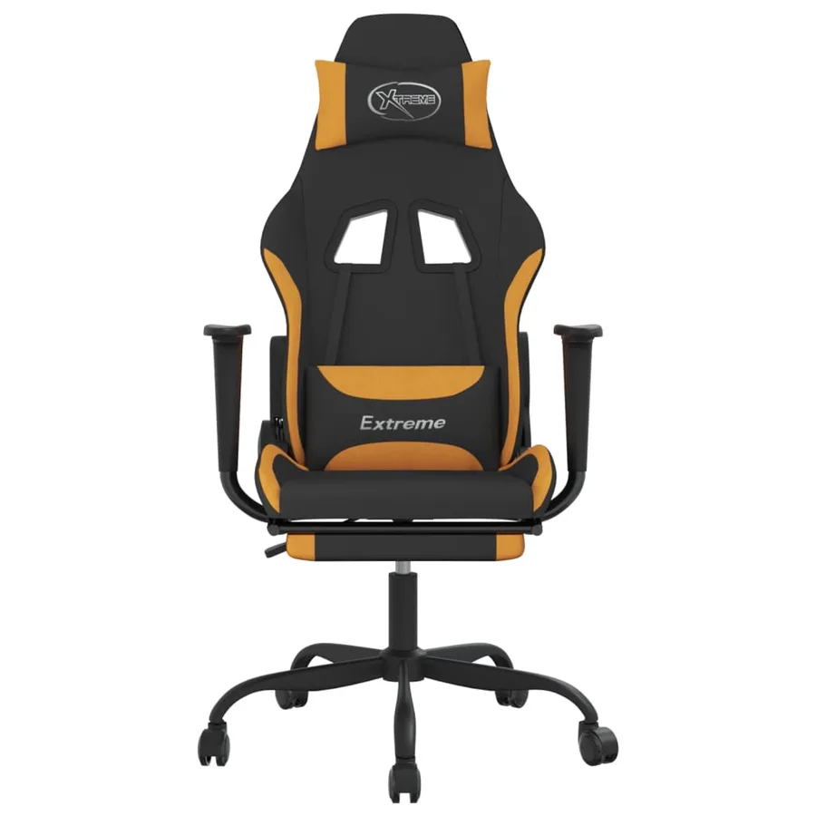 Chaise de jeu avec repose-pied Noir et orange Tissu - 3