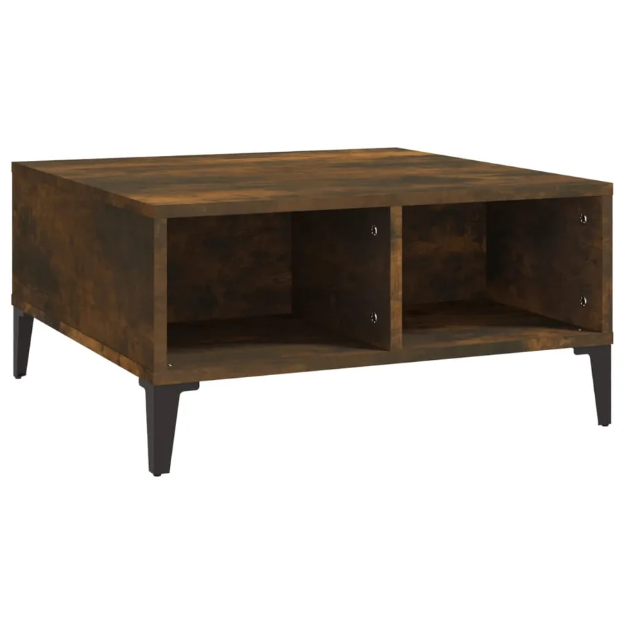 Table basse chêne fumé 60x60x30 cm bois d'ingénierie - 2