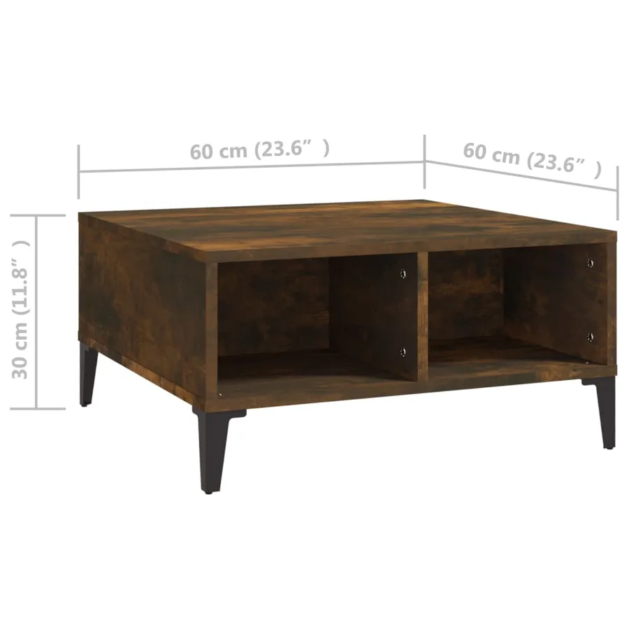 Table basse chêne fumé 60x60x30 cm bois d'ingénierie - 6