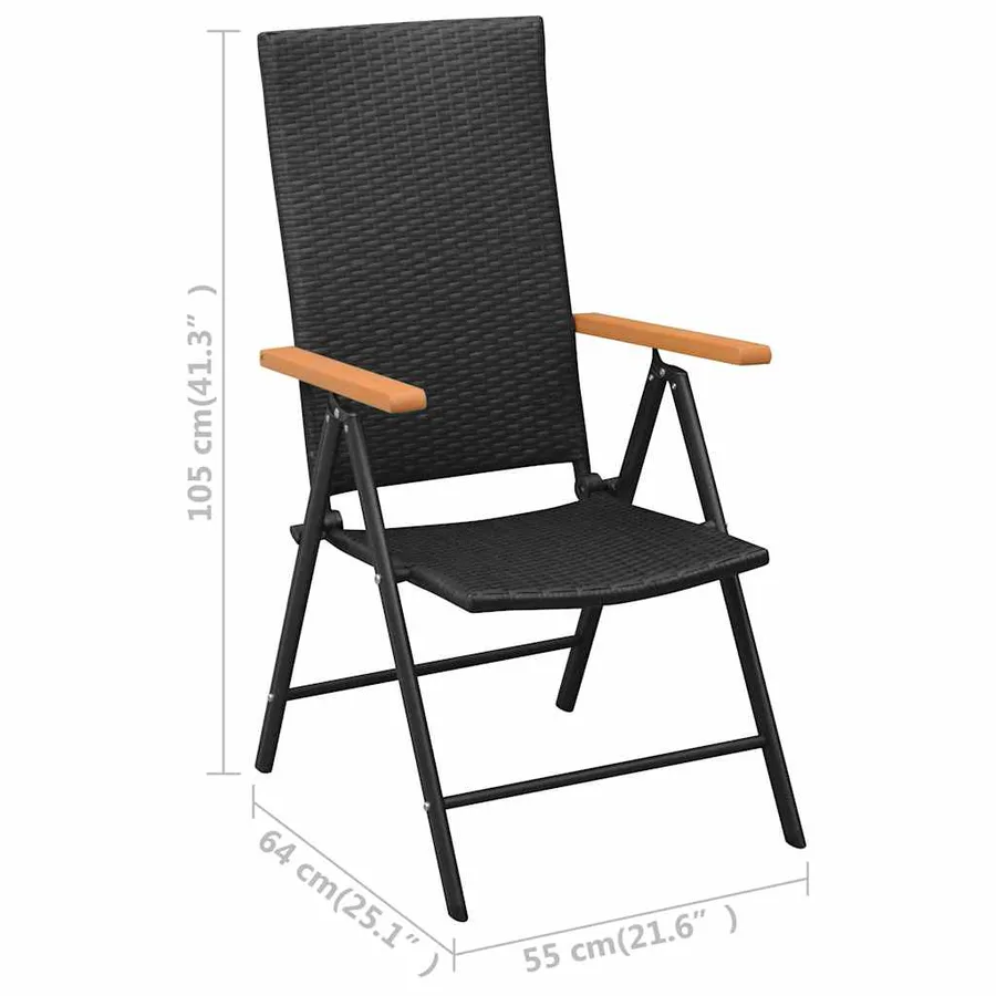 Ensemble à manger de jardin 9 pcs noir et marron - 12
