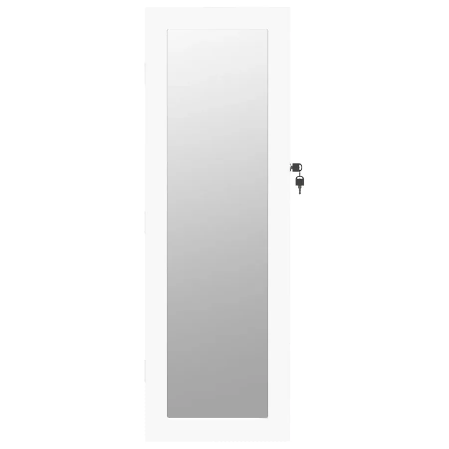 Armoire à bijoux avec miroir murale blanc 30x8,5x90 cm - 4