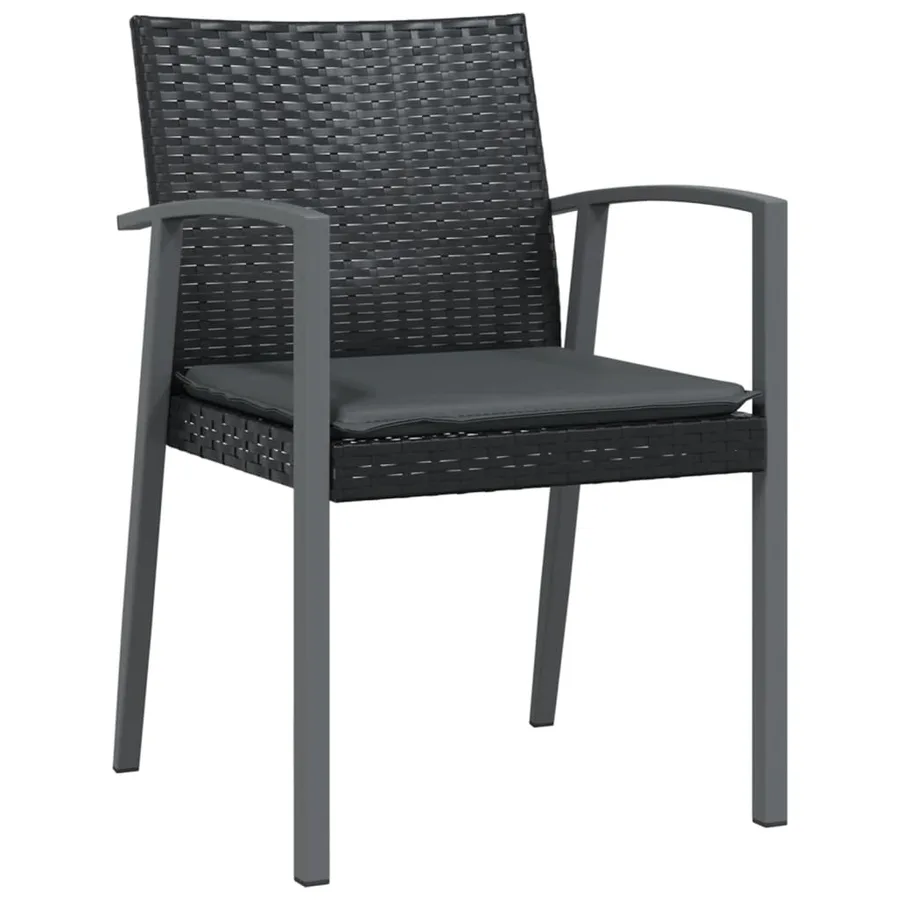 Chaises de jardin et coussins lot de 2 noir 56,5x57x83 cm rotin - 3