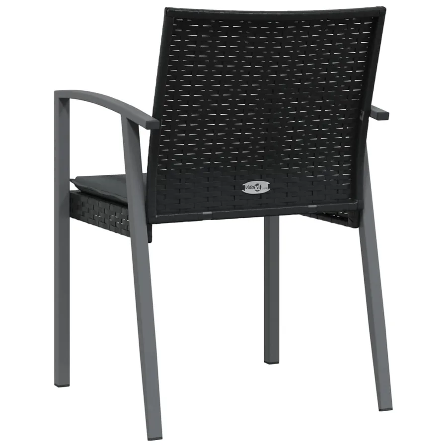 Chaises de jardin et coussins lot de 2 noir 56,5x57x83 cm rotin - 6