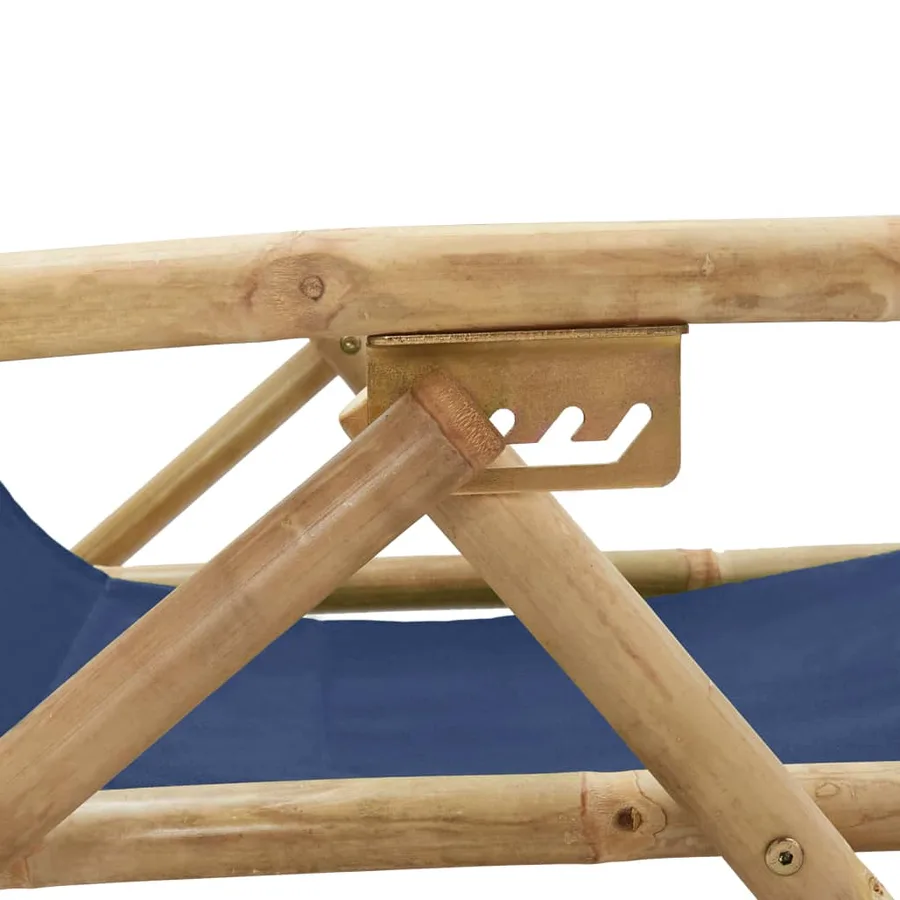 Chaise de relaxation inclinable bleu marine bambou et tissu - 6