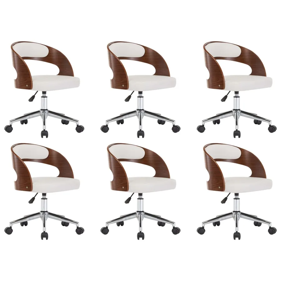 Chaises pivotantes à manger lot de 6 bois courbé et similicuir - 2