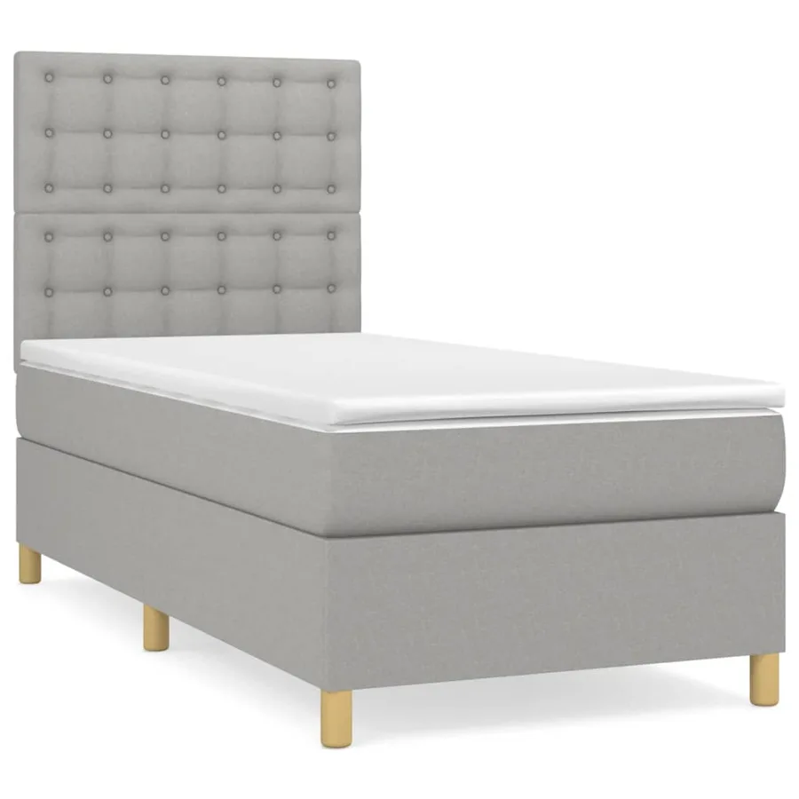 Sommier à lattes de lit avec matelas Gris clair 90x200 cm Tissu - 2