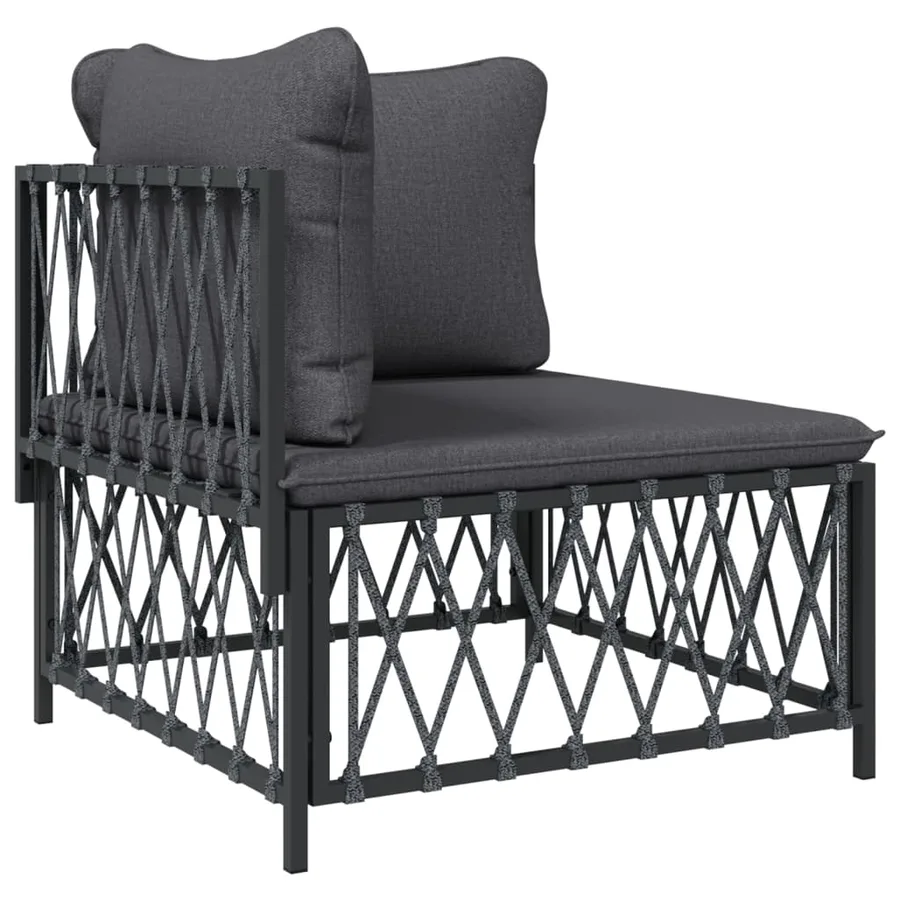 Salon de jardin avec coussins 6 pcs anthracite acier - 4