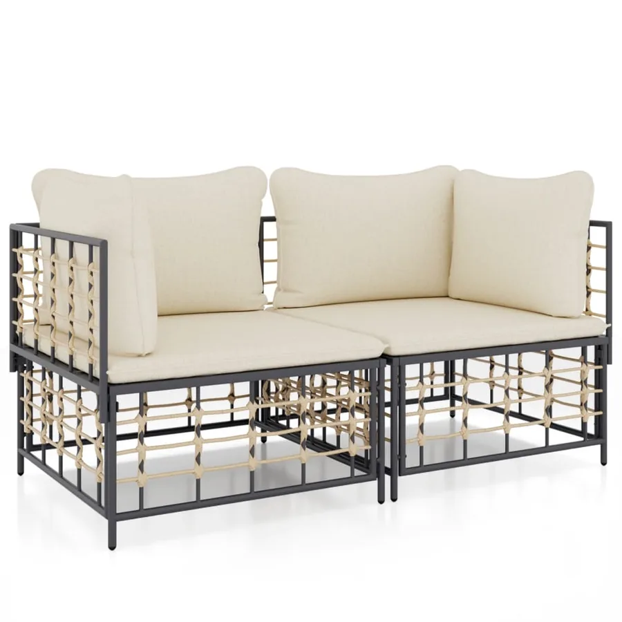 Canapés d'angle sectionnels avec coussins 2 pcs résine tressée - 2