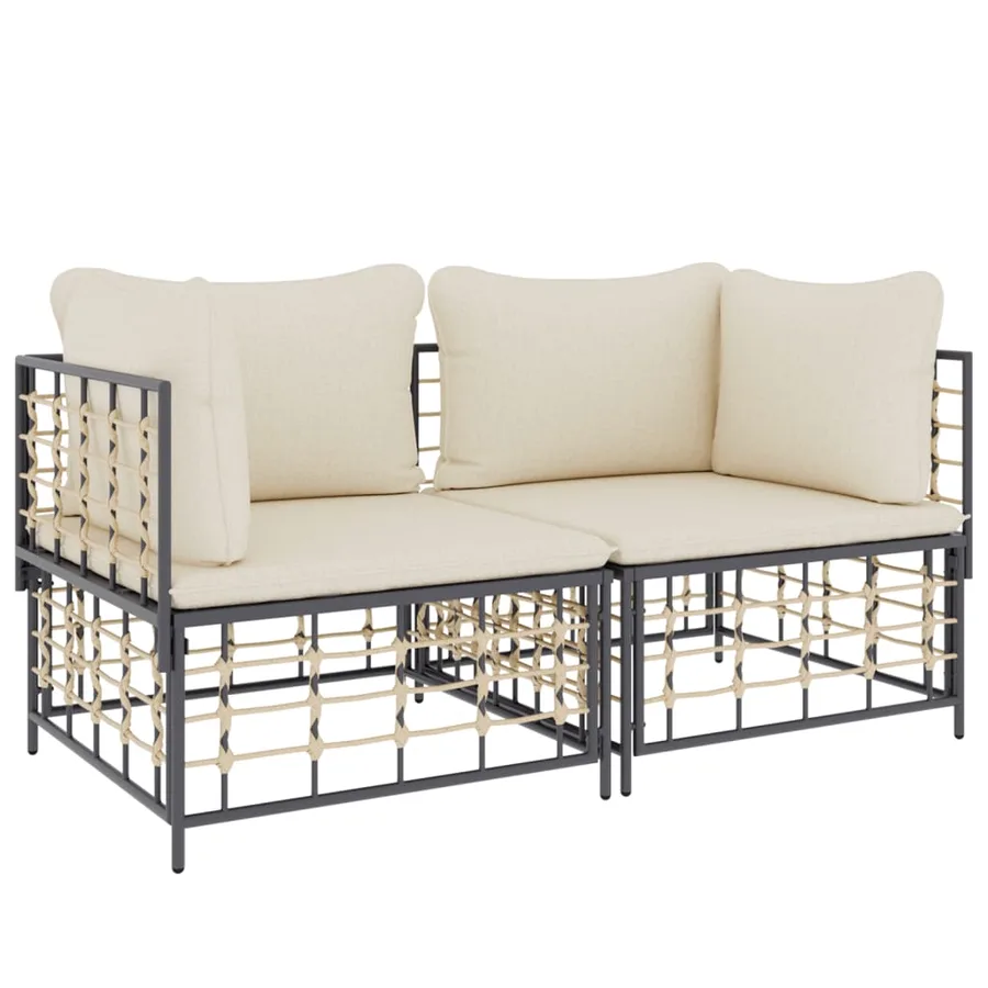Canapés d'angle sectionnels avec coussins 2 pcs résine tressée - 3