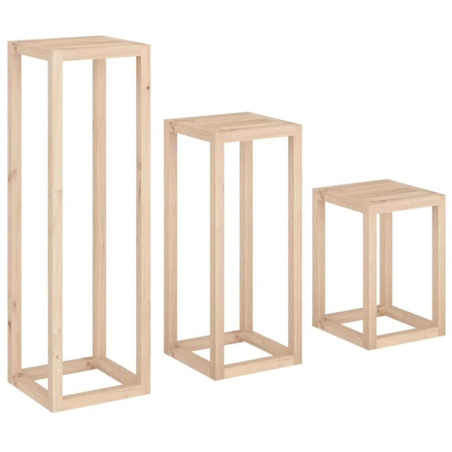 Ensemble de supports pour plantes 3 pcs Bois de pin massif - 5