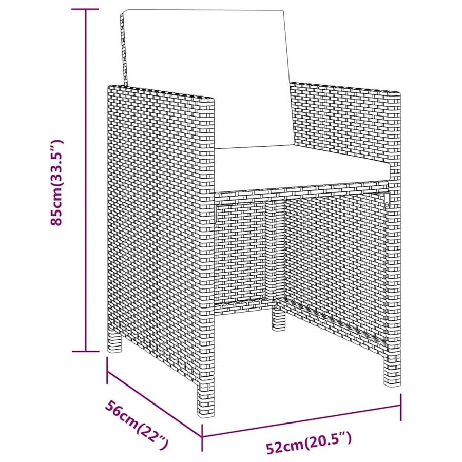 Ensemble à manger de jardin 3 pcs avec coussins Beige - 10
