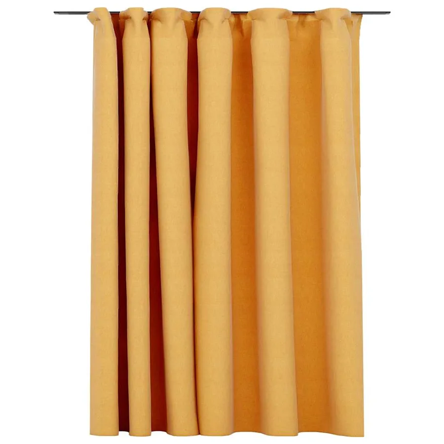 Rideau occultant d'aspect de lin avec crochets Jaune 290x245 cm - 2