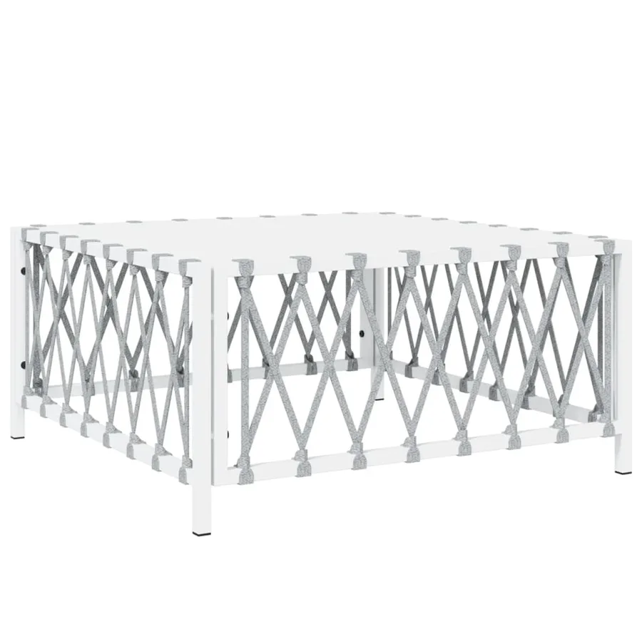 Salon de jardin avec coussins 9 pcs blanc acier - 7