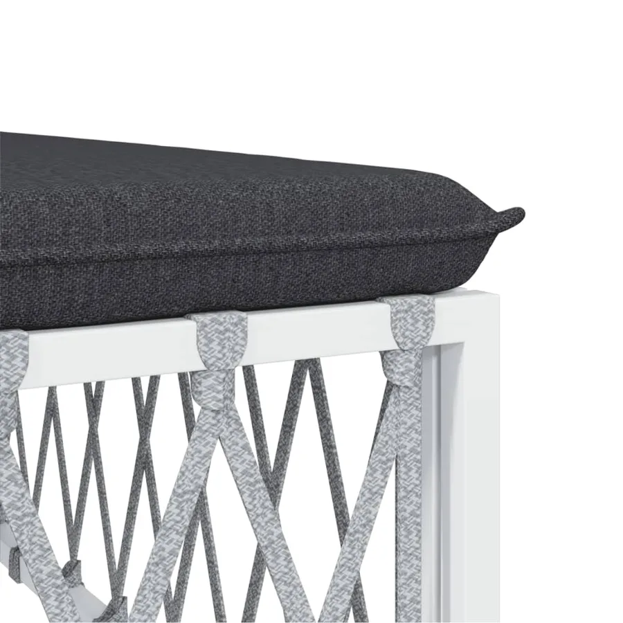 Salon de jardin avec coussins 9 pcs blanc acier - 8