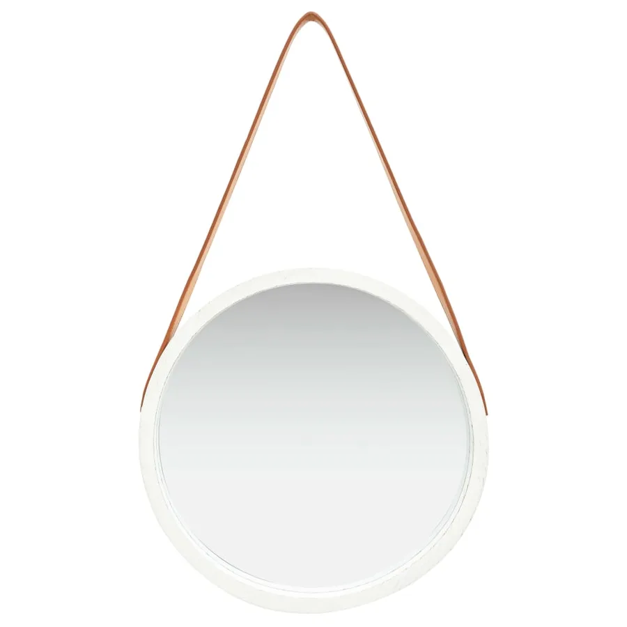 Miroir mural avec sangle 40 cm Blanc - 2