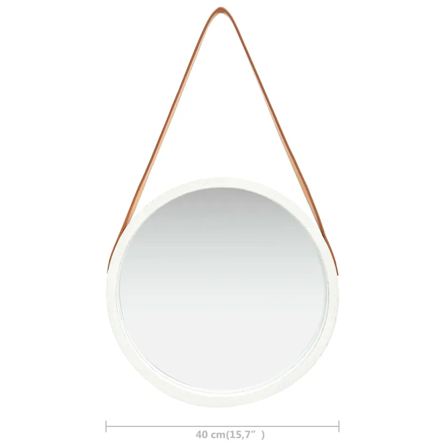 Miroir mural avec sangle 40 cm Blanc - 6