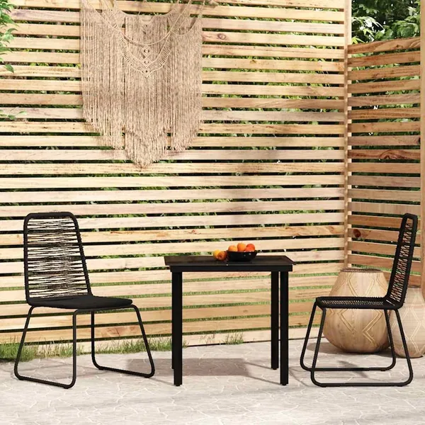 Ensemble à manger de jardin 3 pcs Noir