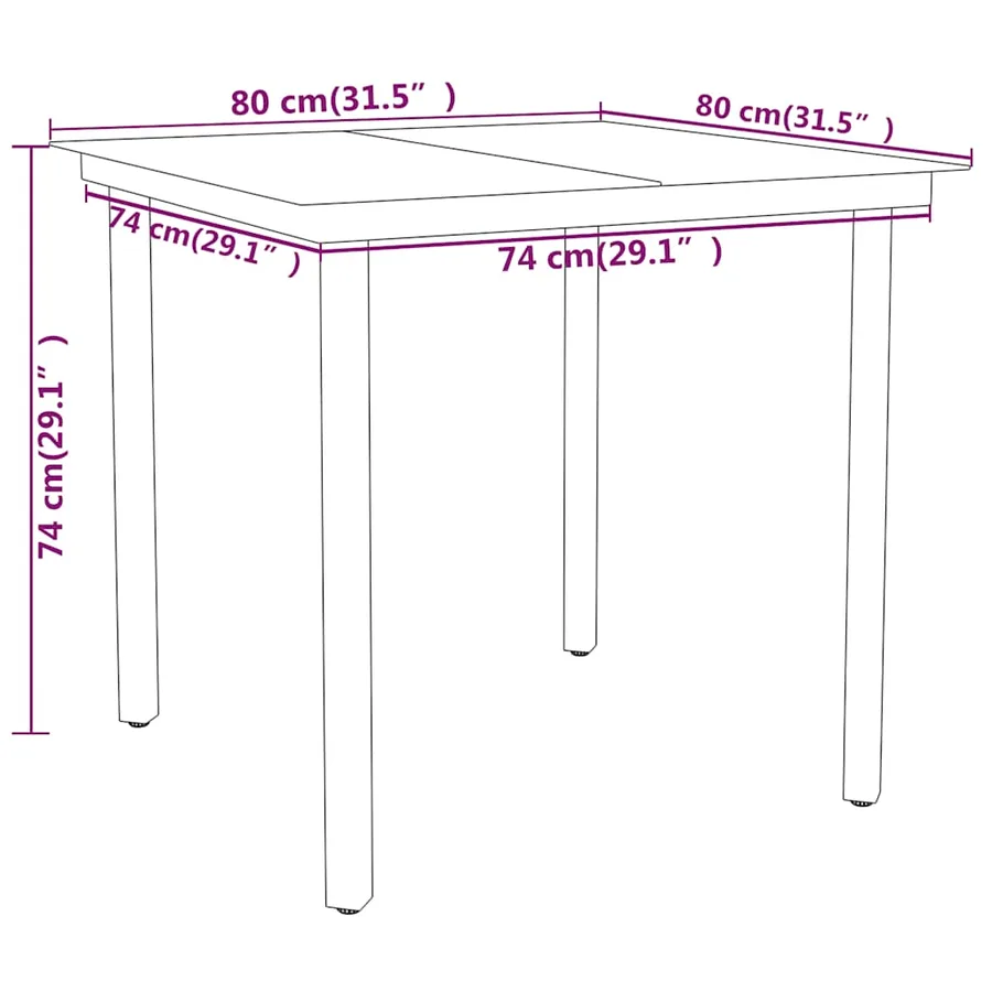 Ensemble à manger de jardin 3 pcs Noir - 7