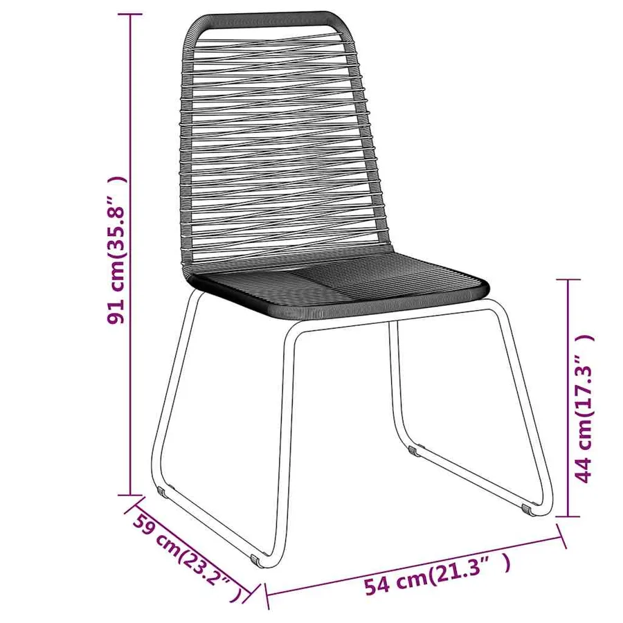 Ensemble à manger de jardin 3 pcs Noir - 8
