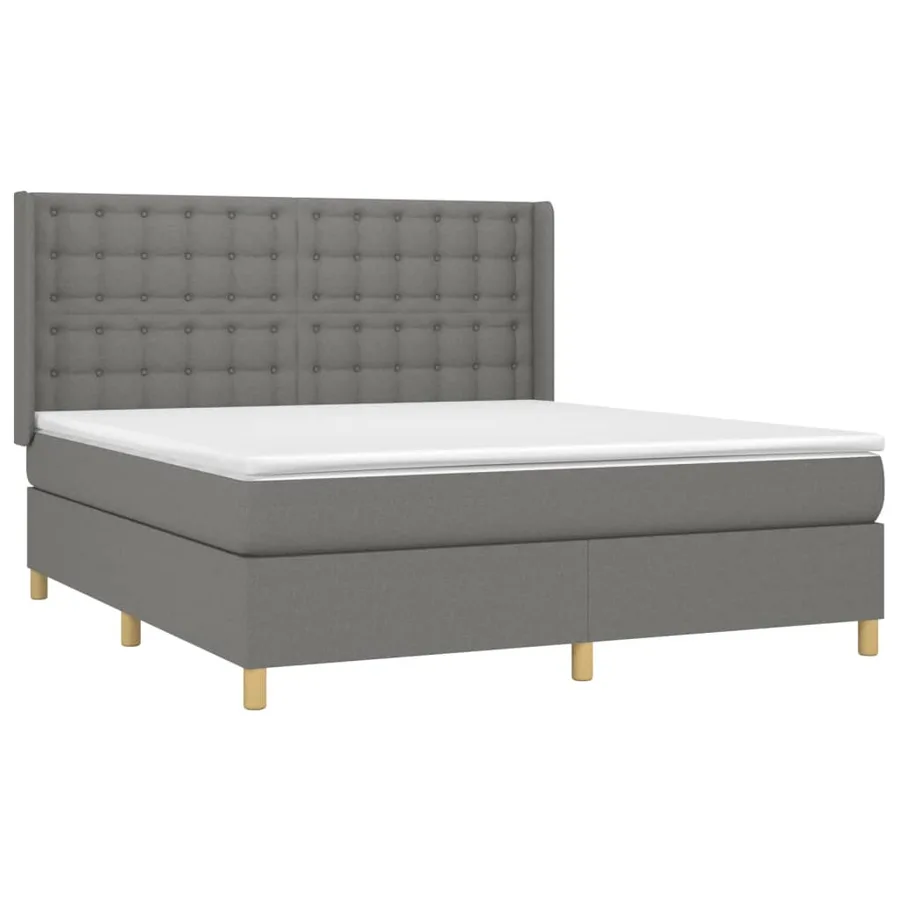 Sommier à lattes de lit matelas LED Gris foncé 180x200 cm Tissu - 4