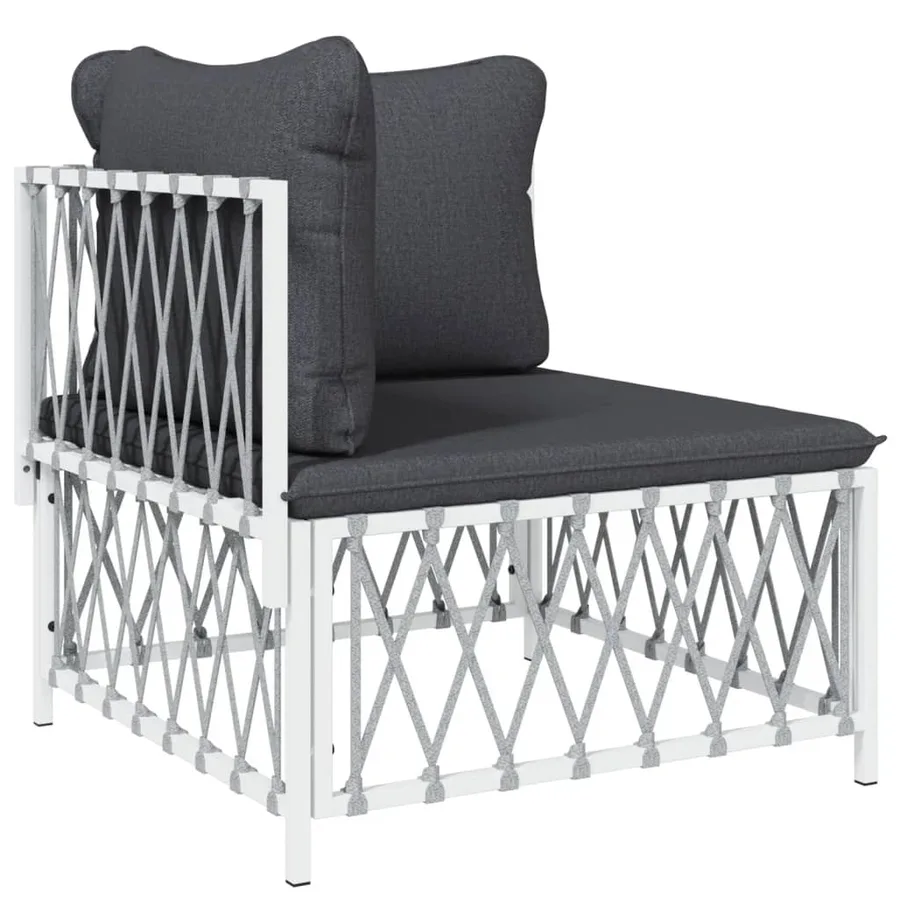Salon de jardin 4 pcs avec coussins blanc acier - 4