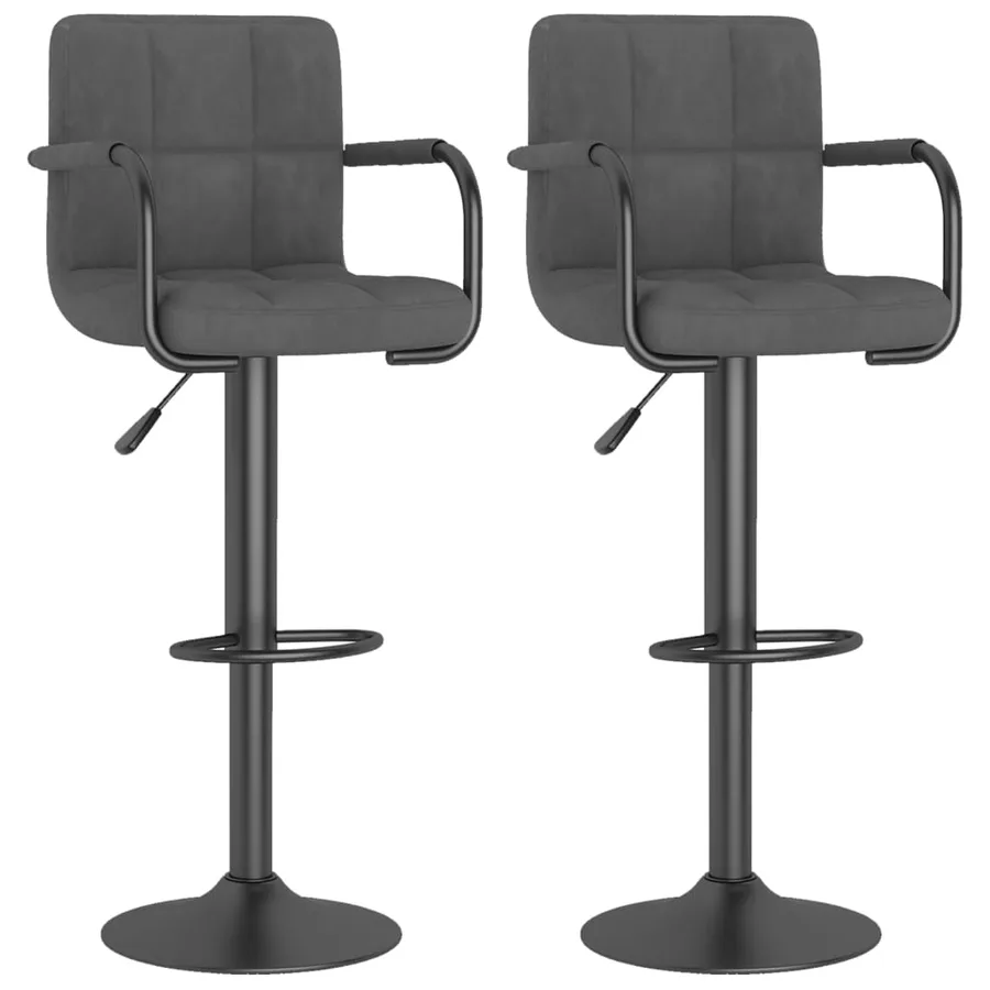 Tabourets de bar lot de 2 gris foncé velours - 2