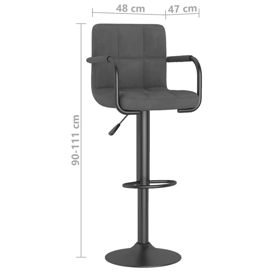 Tabourets de bar lot de 2 gris foncé velours - 9