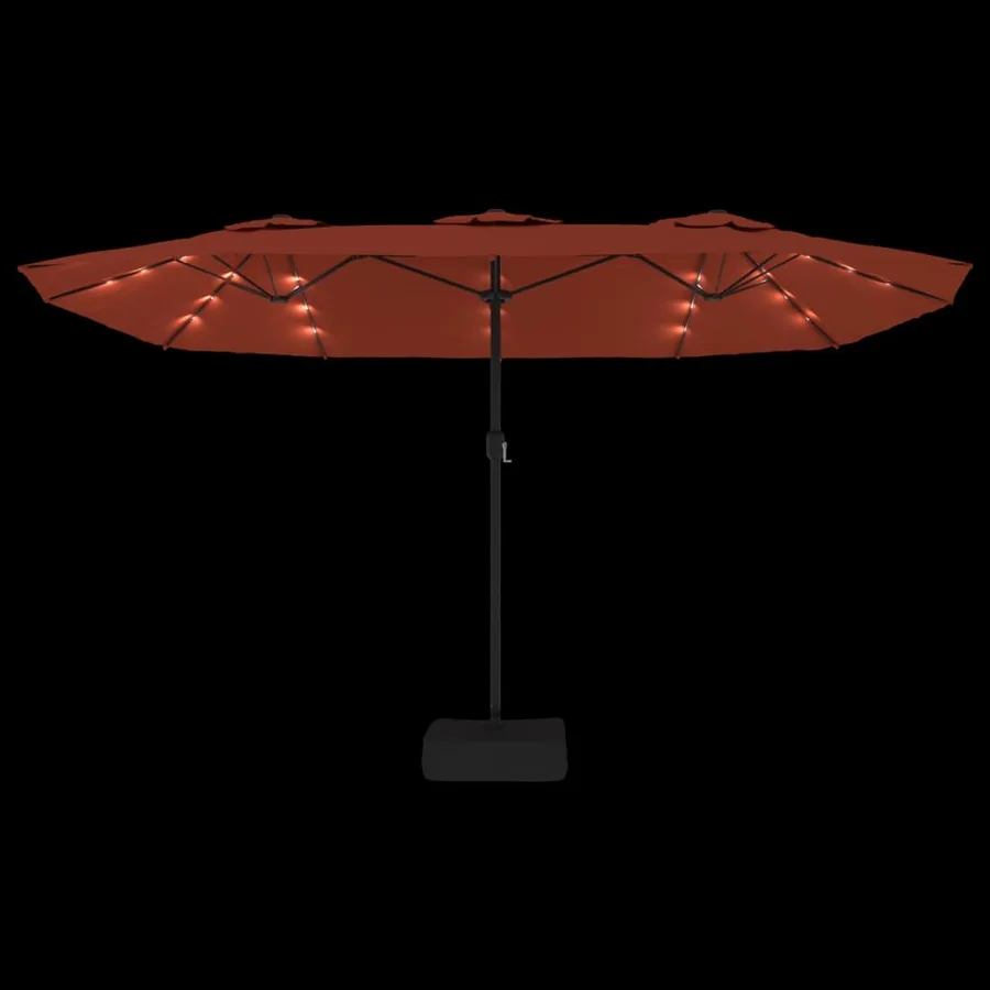 Parasol de jardin à double tête avec LED terre cuite 449x265 cm - 6