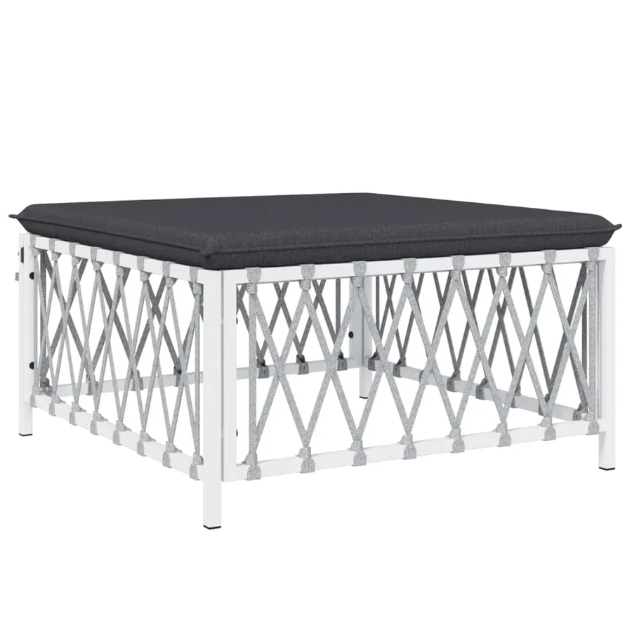 Salon de jardin avec coussins 6 pcs blanc acier - 6