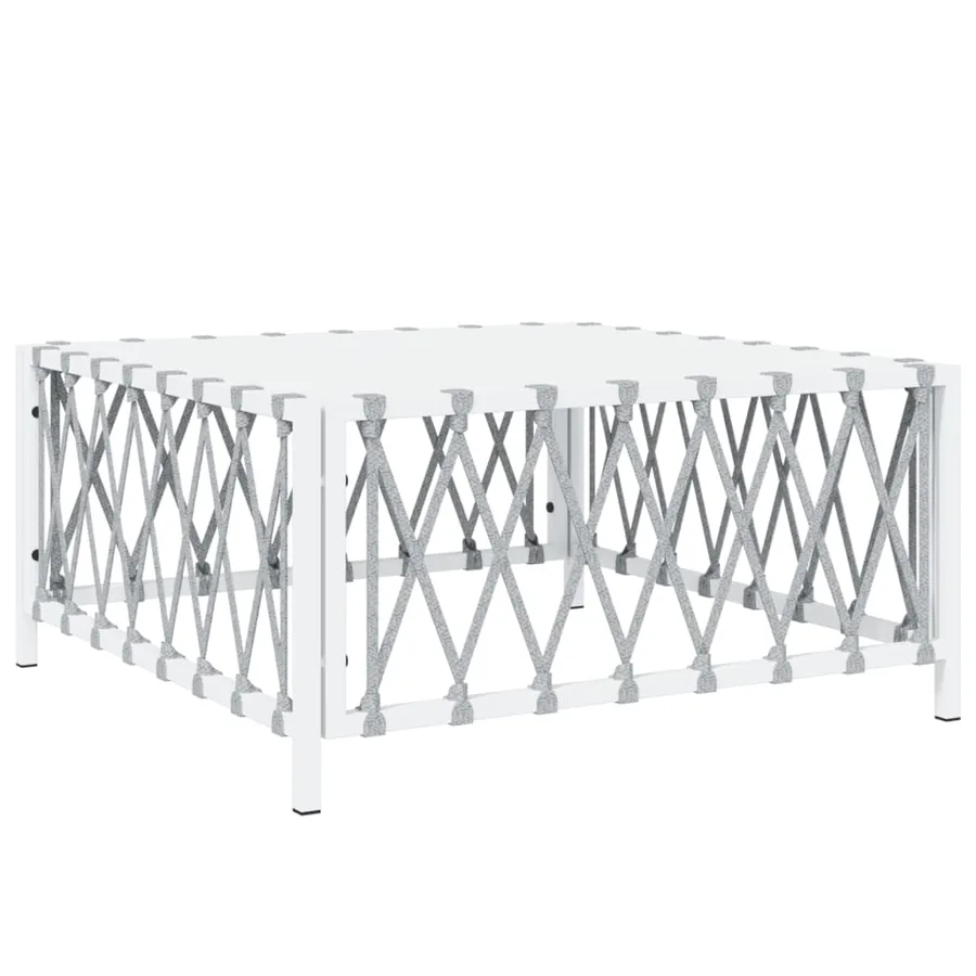 Salon de jardin avec coussins 9 pcs blanc acier - 6