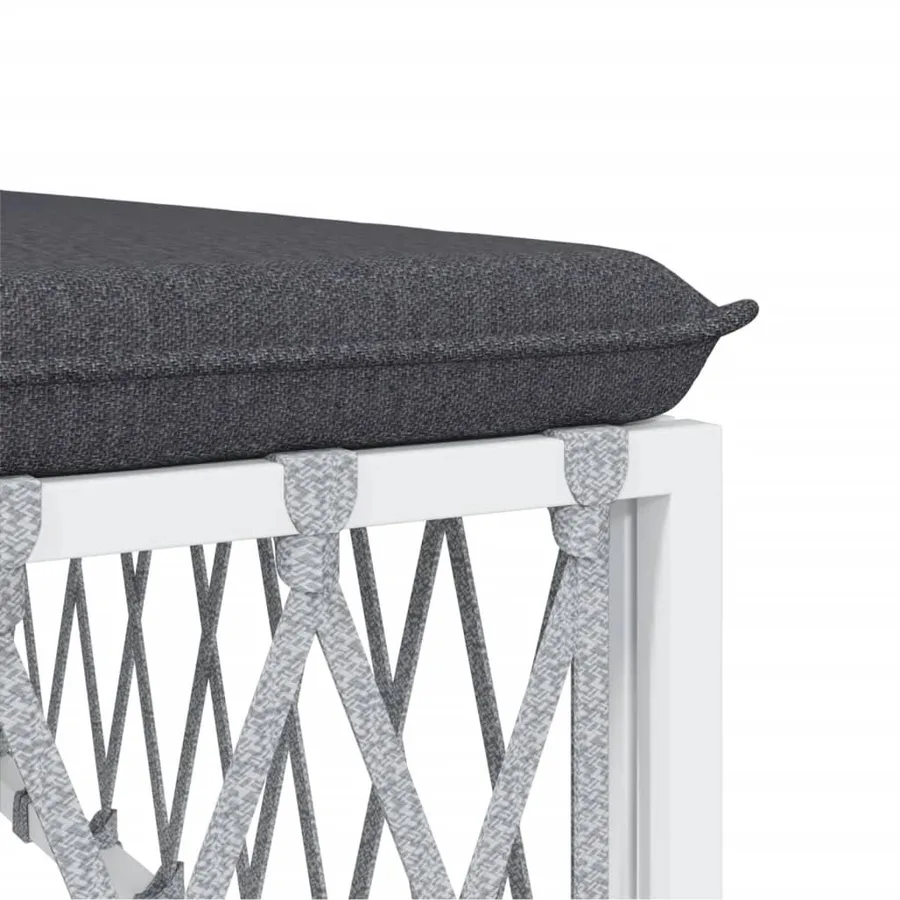 Salon de jardin avec coussins 9 pcs blanc acier - 7